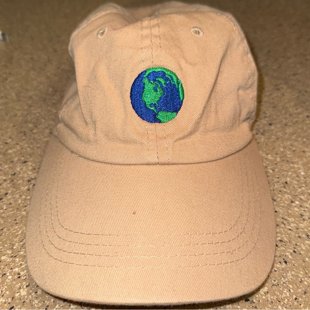 Tan Cap with Earth Embroidery